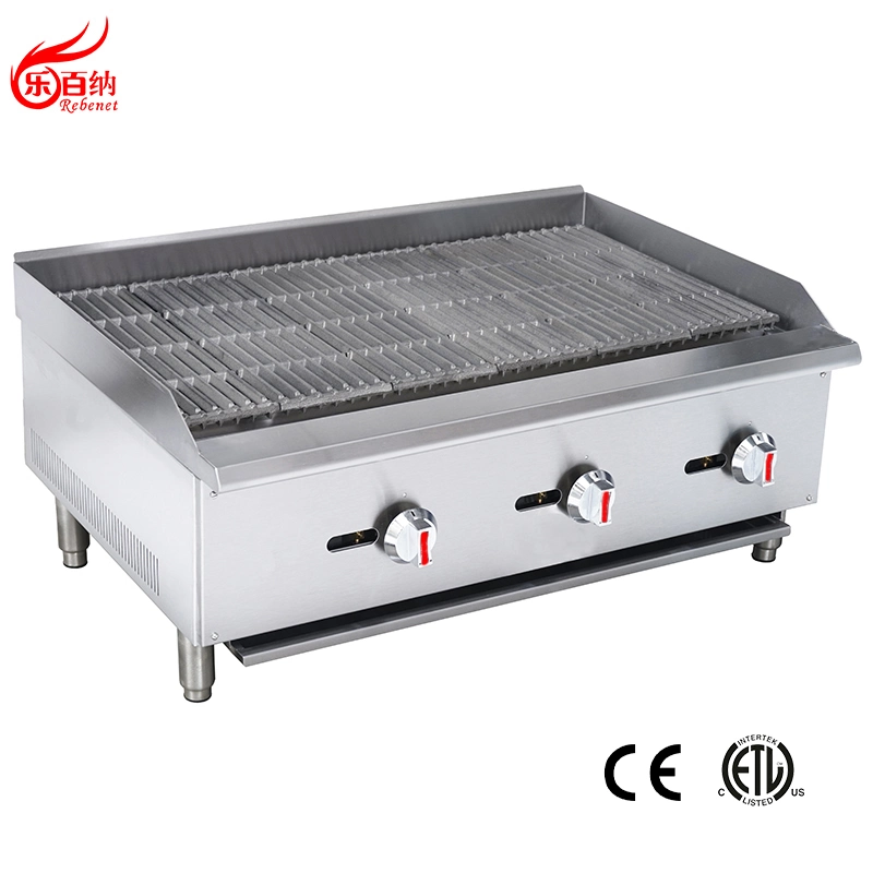 Kitchen Equipment Commercial 24" Gas BBQ Lava Rock Char Radiant Broiler Grill in Stainless Steel (GCB-24)