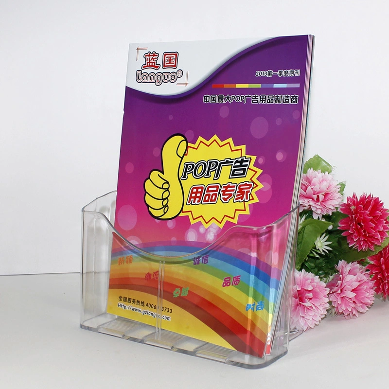 A4 Plastic Tabletop Brochure Holder Wall Mounted Sign Display Stand