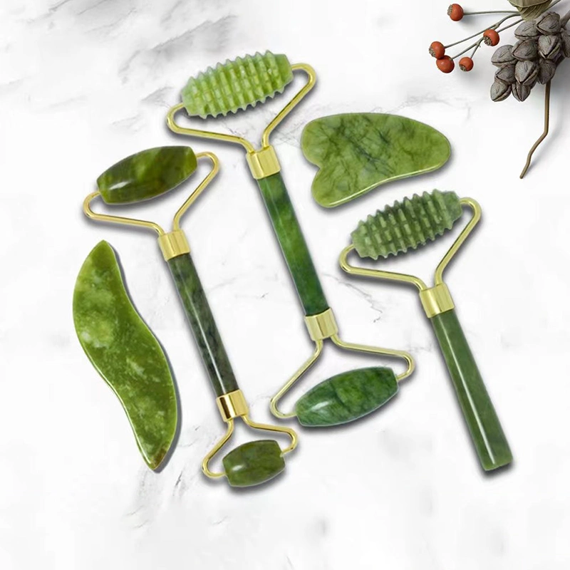 Wholesale Custom Logo Natural Beauty Quartzjade Roller and Gua Sha Set Jade Face Roller