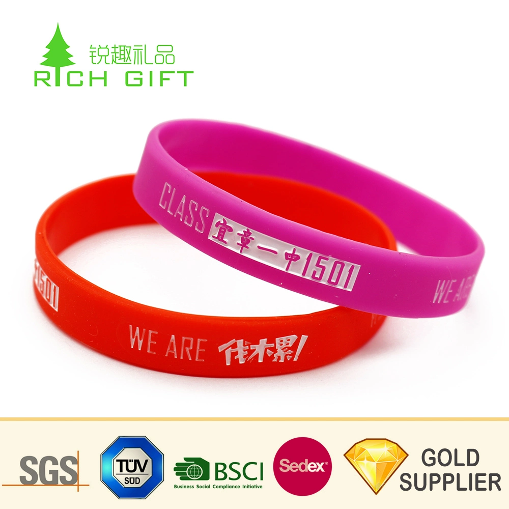 New Design Customized Promotional Silicone Rubber Wristbands No Minimum Order for Men