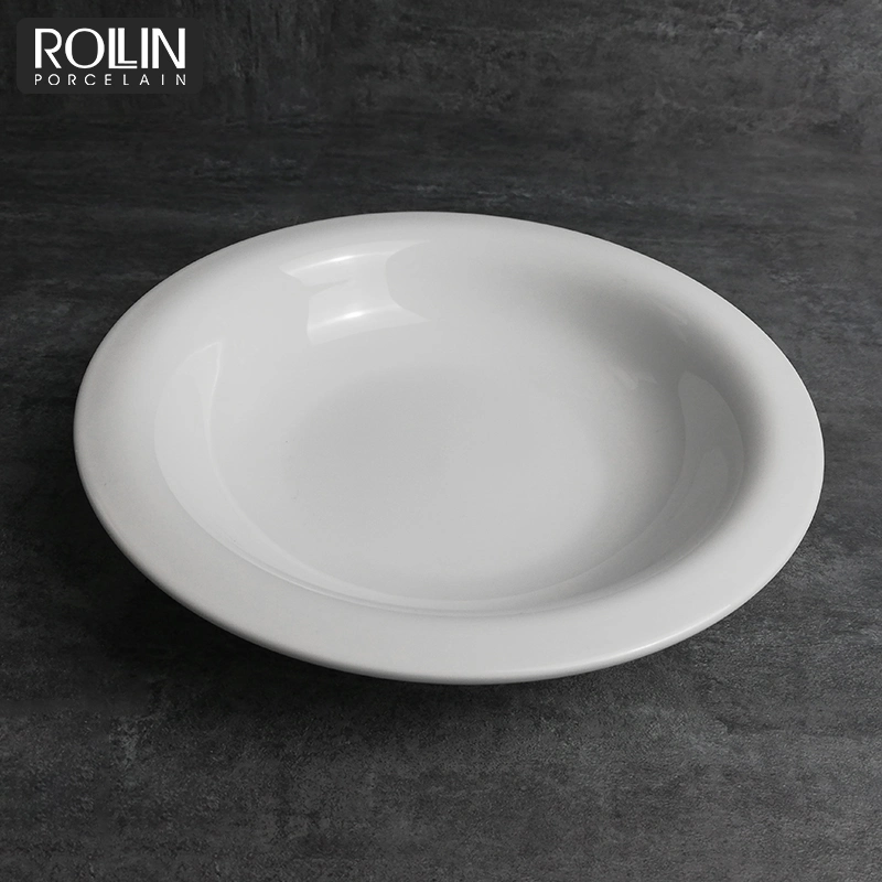 8 Inch Porcelain Deep Plate White Dinner Plate for Hotel