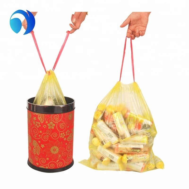 LDPE HDPE Recycle Compostable Biodegradable Plastic Drawstring Garbage Trash Bag for Office and Household