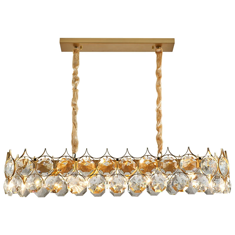 Candeeiros contemporâneos de cristal LED Gold de tecto amplo e moderno de luxo