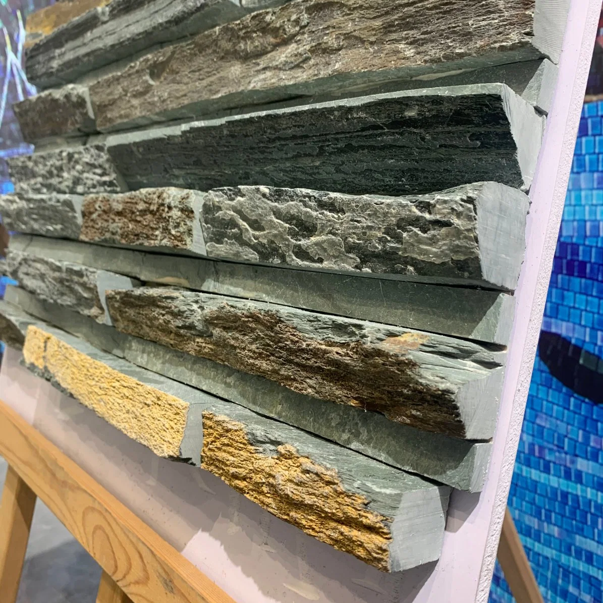 Foshan Green Thick Artificial Tile Cultured Natural Stone Outdoor Slate Marble Mosaics Wall Panel Tile