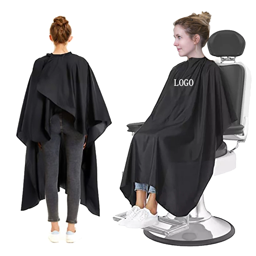 Polyester Salon de Coiffure Maquillage robe de décote Logo personnalisé avec Snap noir Tablier Barber coiffeur capes