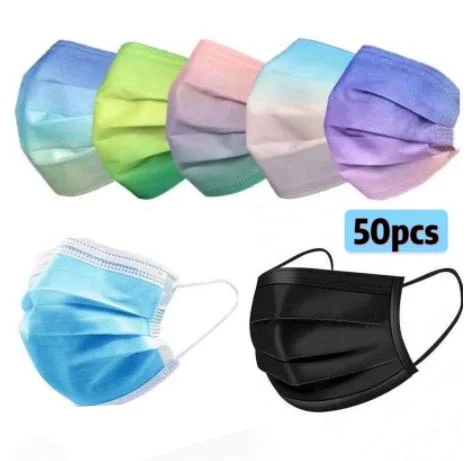 Black Blue White Pink Rainbow Colorful Disposable Face Mask