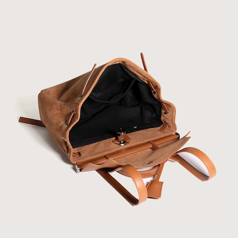 Mujeres hombro Ins Retro Suede escolar Bolsa de moda Gran capacidad Mochila Tote Bolsa de PU