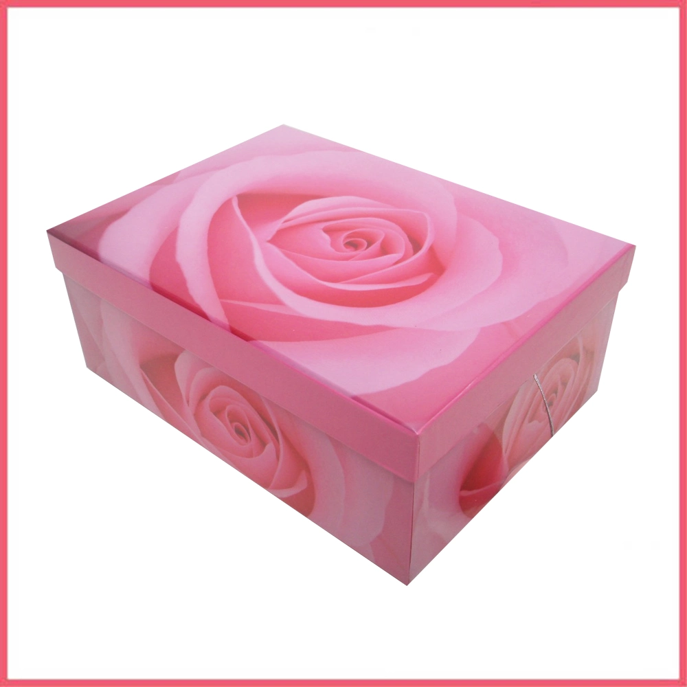 Rose Flower Cardboard Storage Boxes Christmas Birthday Large Gift Box Accept Custom Logo Printing or Hot Stamping