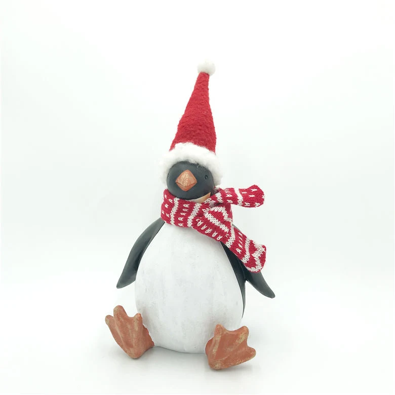 Christmas Home Decoration Sitting Resin Penguin Figurines Ornament