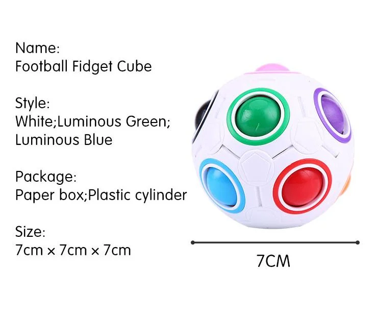 Creative Rainbow Football Ball Magic Cube 12 Holes Intelligent Fidget Toy Kids Puzzle Magic Puzzle Interest Stress Reliever Rainbow Magic Ball Fun Cube Fidget