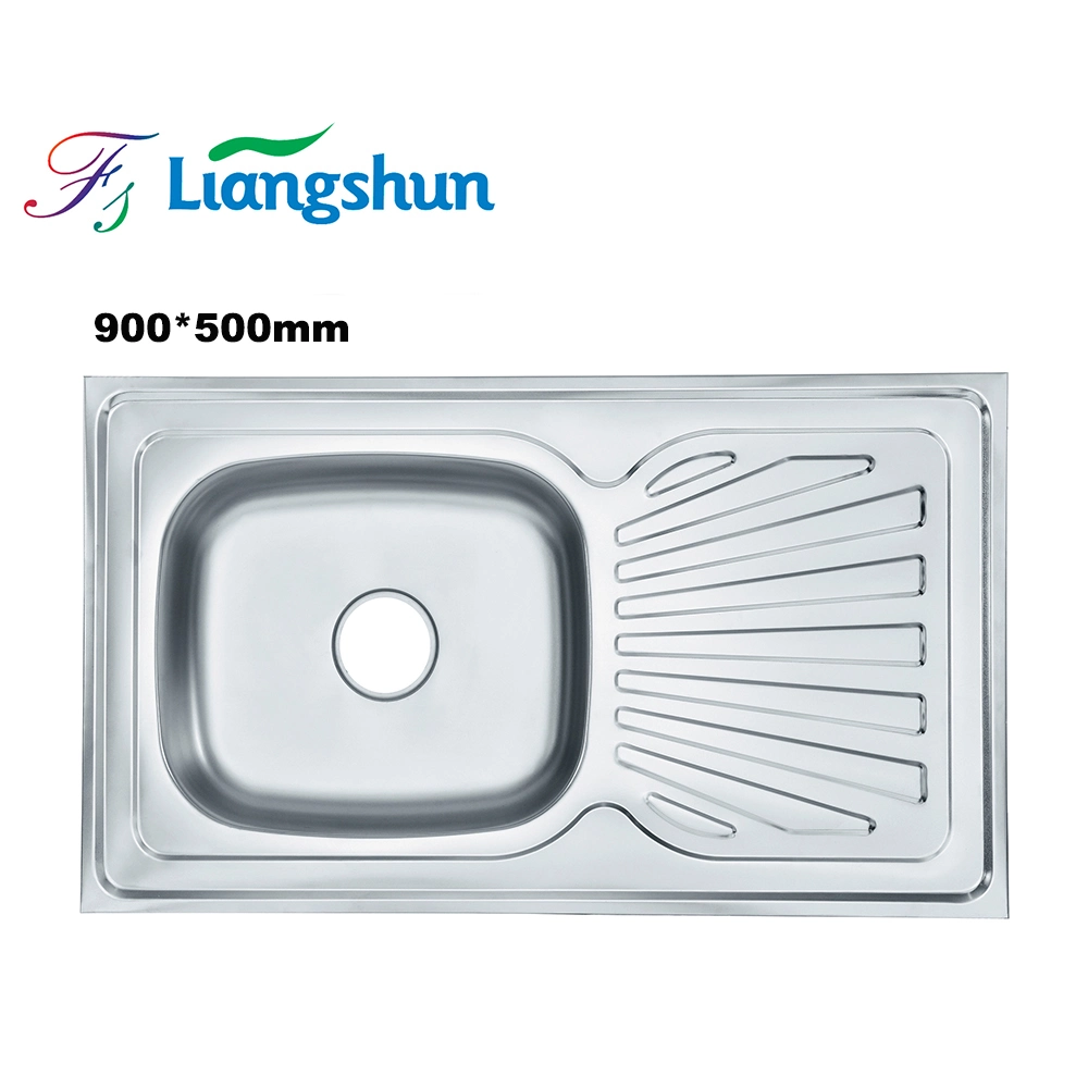 K-8060 Liangshun 80X60cm Single Bowl with Drainerboard Farmhouse Kitchen Stainless Steel Sink