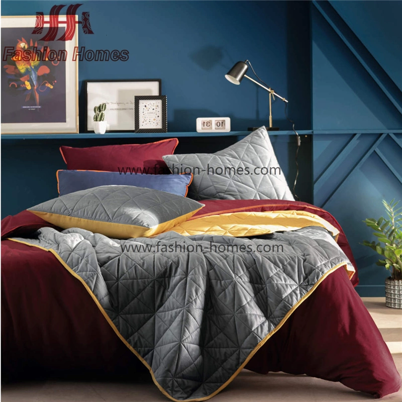 100% Polyester Reversible Velvet Steppdecken Bettüberwurf und Kissen Bettwäsche