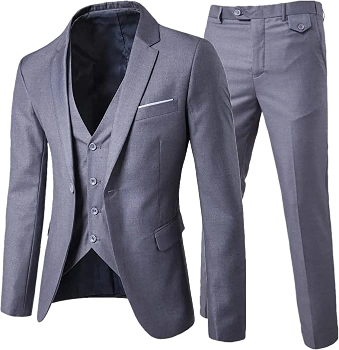 Herren′ S Slim Fit Anzug mit einem Knopf 3-teiliges Blazer-Kleid Business Wedding Party Jacke Weste und Hose Aoshi Blazer