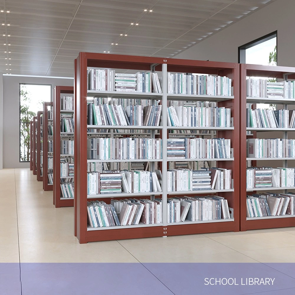 6 Layer 0.8 mm Book Shelves for School and Library Double Sided Metal Book Rack Bookshelf