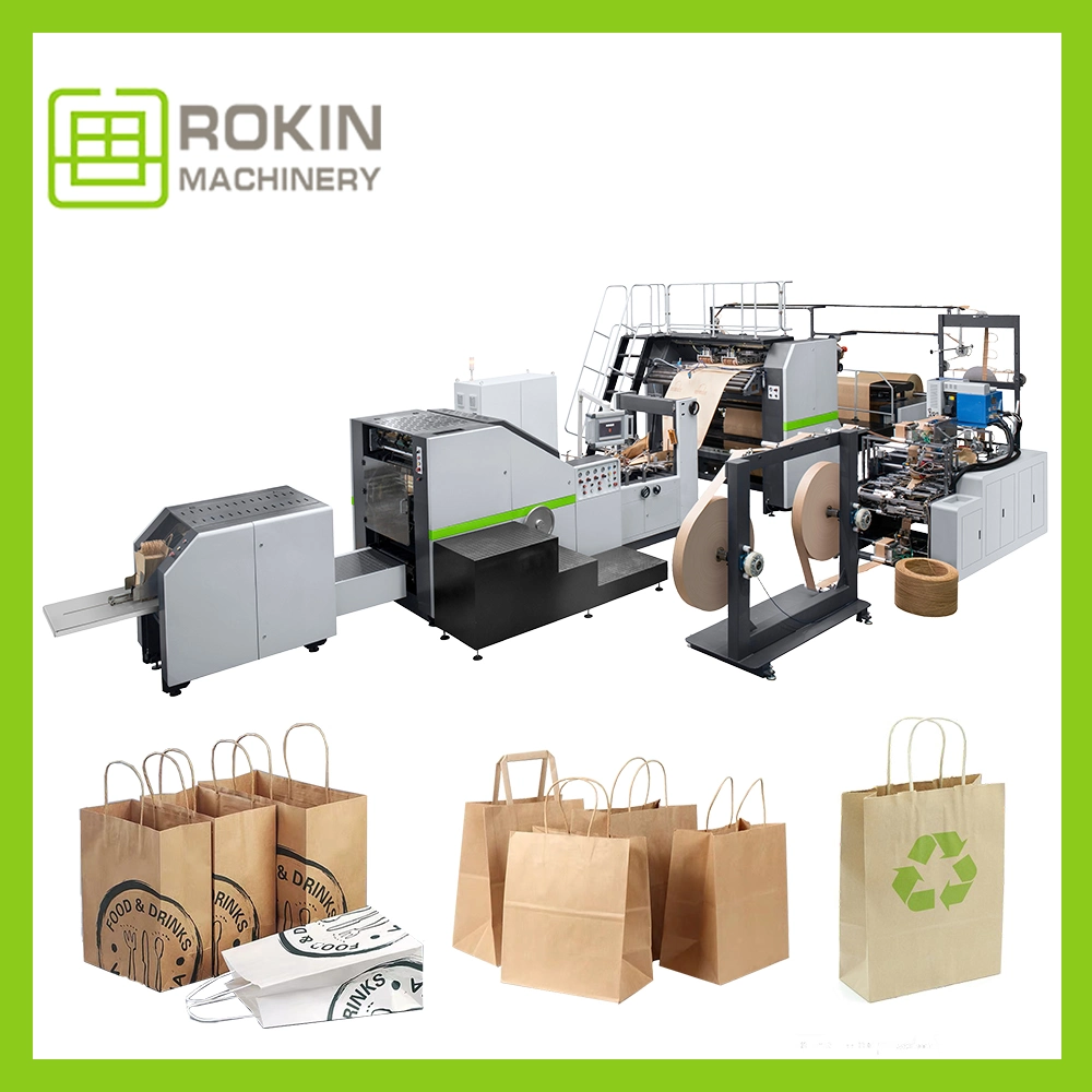 Fully Automatic Flat Handle Shopping Kraft Paper Bag Making Machine