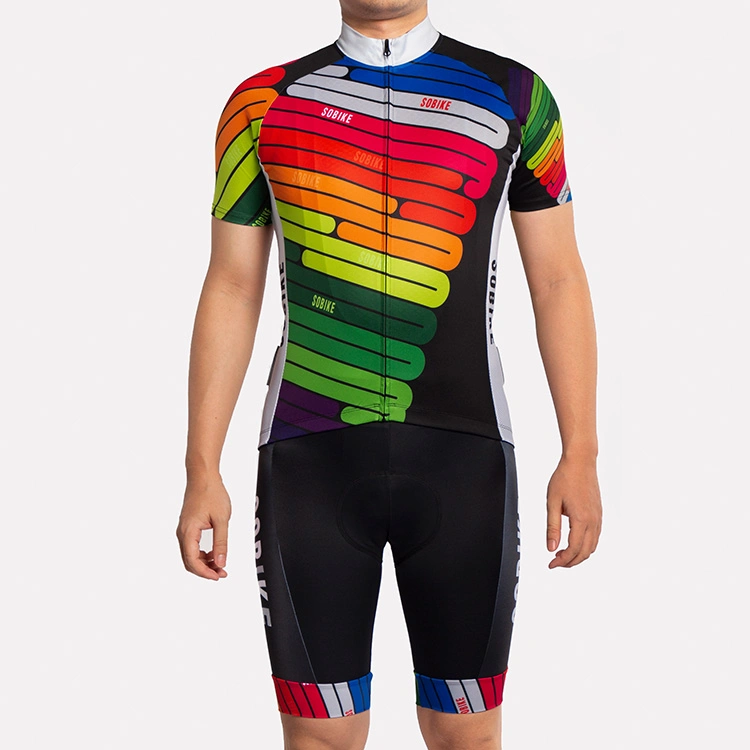 China Custom Cycling Wear Black Colorful Bike Uniform Men's Bicycle Clothing Long Sleeve Cycling Jerseys Suit Set