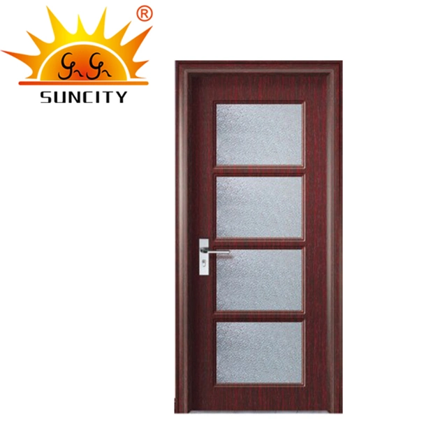 Popular Wooden Main PVC Bathroom Door with Glass Price (SC-P150)