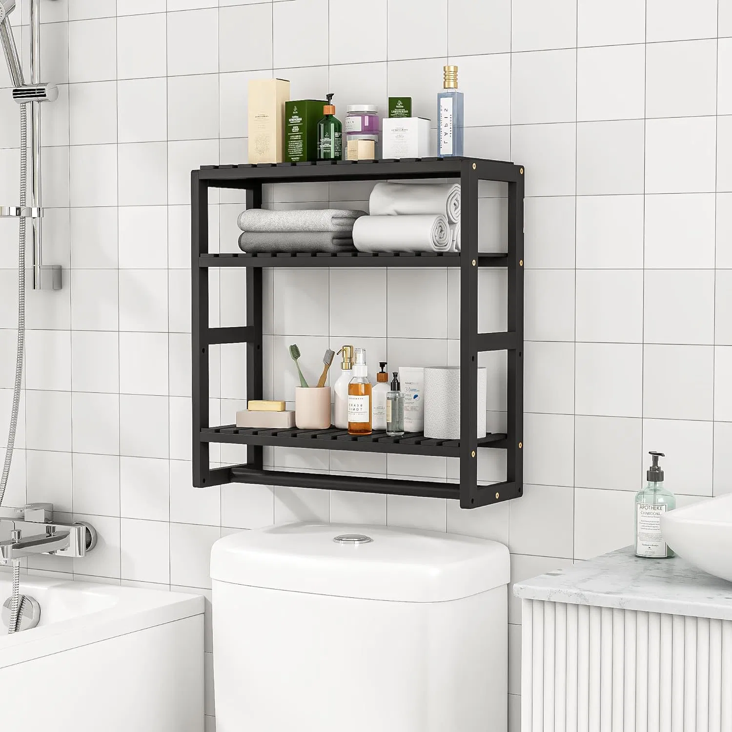 Solid Wood Bathroom Shelves for Bathroom Kitchen