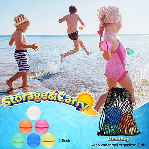 Reusable Water Bomb Balloons, Summer Toy Water Toy, Pool Beach Toys for Kids, Outdoor Activities Water Games Toys Self Sealing Water Toy Splash Ball 6 Pack