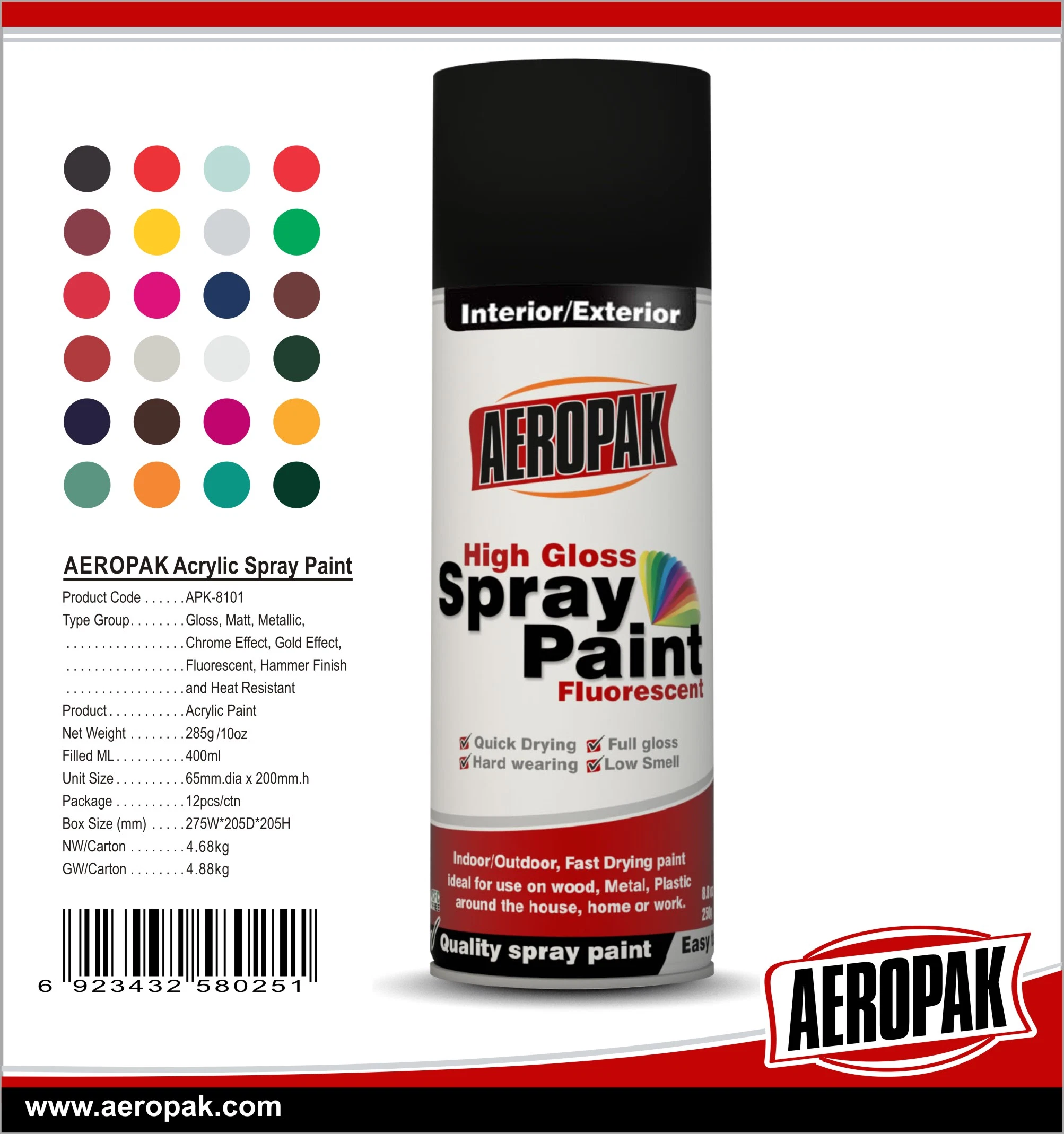 Aeropak Hot vender acrílico la pintura en aerosol multiuso