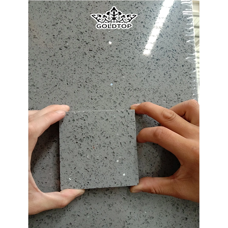 Grey/White/Black Color Sparkle/Crystal/Glass Artificial Quartz/Quarz/Quarzo Stone Slabs for Kitchen/Bathroom