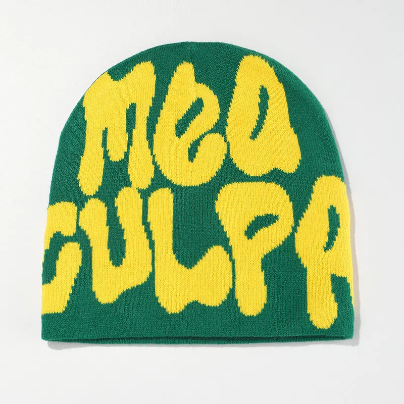 Mea culpa Beanie Hat Winter tejer la tapa del cráneo de la moda de Jacquard Unisex barata