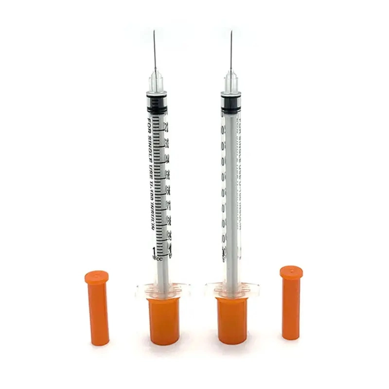 Fabrik Großhandel Einweg medizinische sterile schmerzlose Insulin-Spritze 0,3ml 0,5ml 1mL Diabetische Spritze