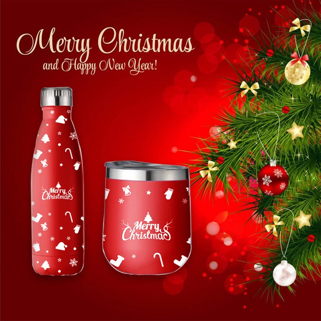 Botella de agua de doble pared de acero inoxidable 304 reutilizable ecológica Vaso térmico de café vaso vacío Thermos comida Jar regalo de Navidad