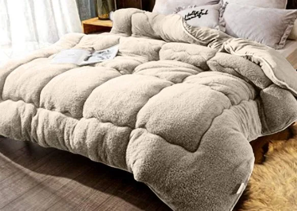 Sherpa Blanket Quilt Piece Bedding Large Double-Sided Plush Softest Comfort