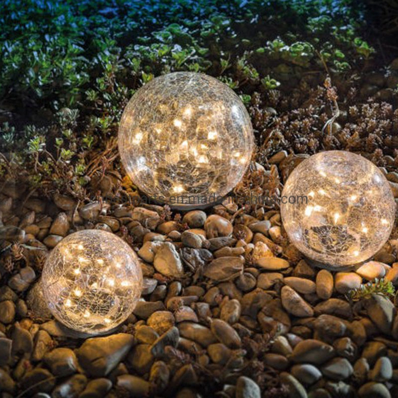 Solar Power Garten geknackt Glaskugel LED Wasserdichte Bodenleuchte