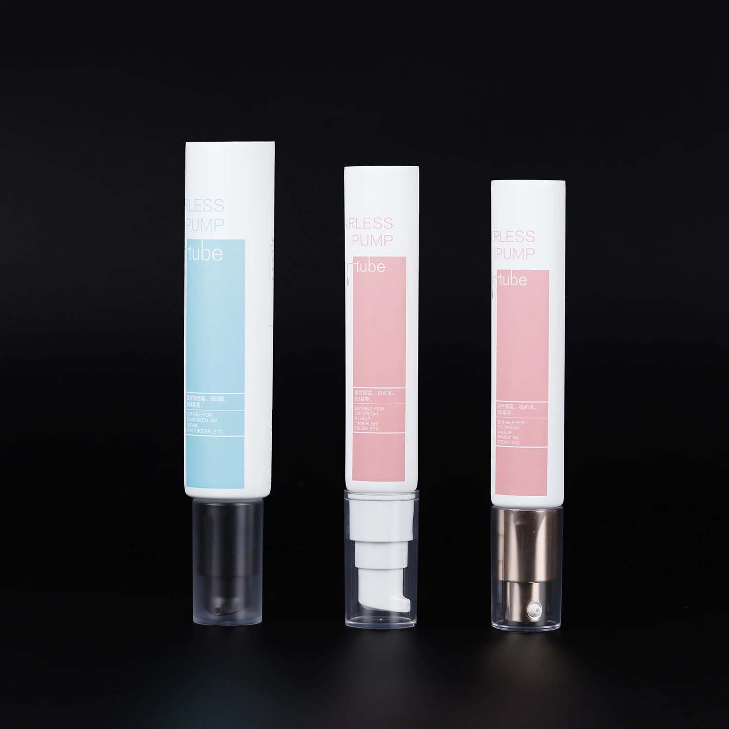 Glossy Blue Color Silk Printing 3.2oz Cosmetics Tube Packaging 100% PCR LDPE Gradient Cream Free Plastic Screw Cap Shiny 2 Layer Cosmetic Packaging