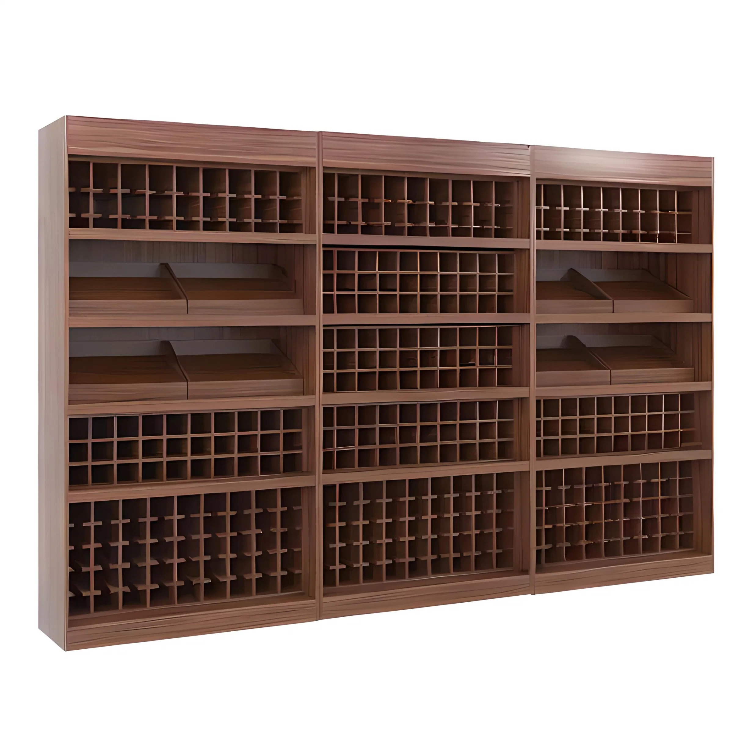 Red Wine Steel and Wood Shelves Supermarket Wine Cabinet Shelves Display Rack