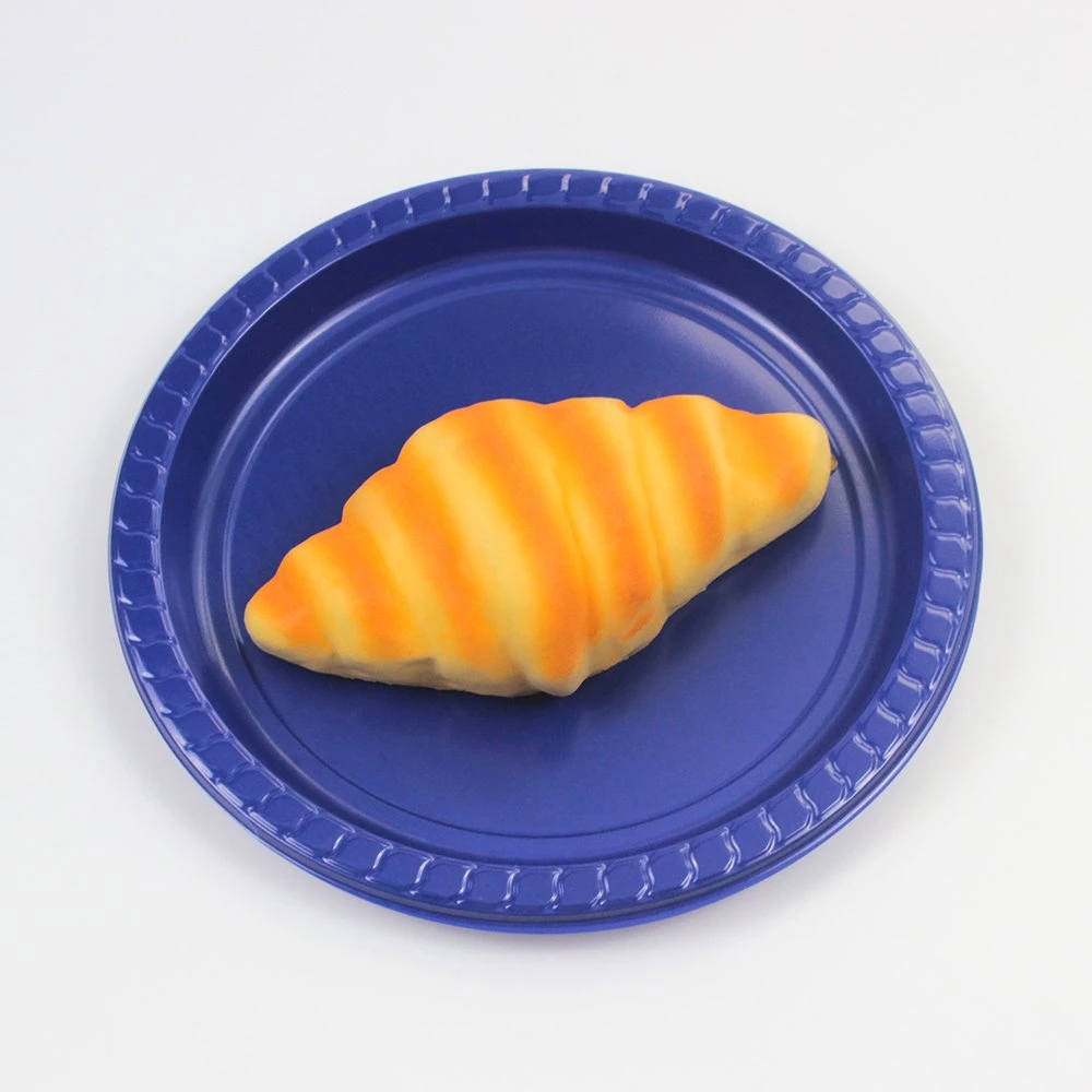 Hot Sale Wholesale Plastic Disposable Food Grade Dark Blue PS Customize Colorful Size Round Plate for Dinner