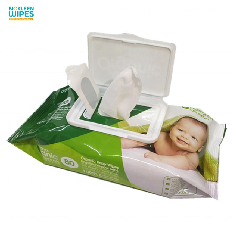 Biokleen OEM Customised 100% Biodegradable Bamboo Fibre Baby Care Wet Wipes Disposable Sensitive Comfortable Baby Wipes