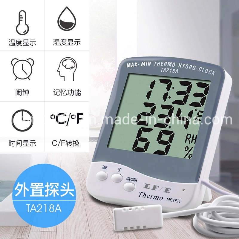 Ta218A Digital Hygrometer and Thermometer, with Clock Thermometer and Hygrometer, 	Indoor Outdoor Max-Min Thermometer with Hygrometer Hygro Sensor with Clock