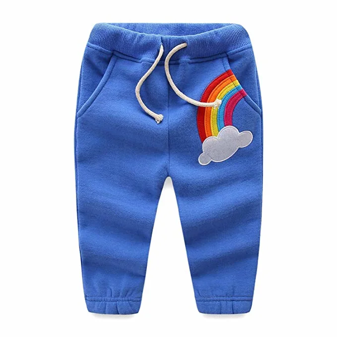 Toddler Kids Roupas Bebê Meninas Rainbow Velo de calças de Tracção Incorporada