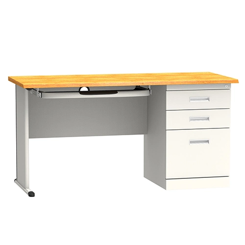 Best Metal Single Office Computer Desk with Keyboard Tray and Drawers Manufacturer