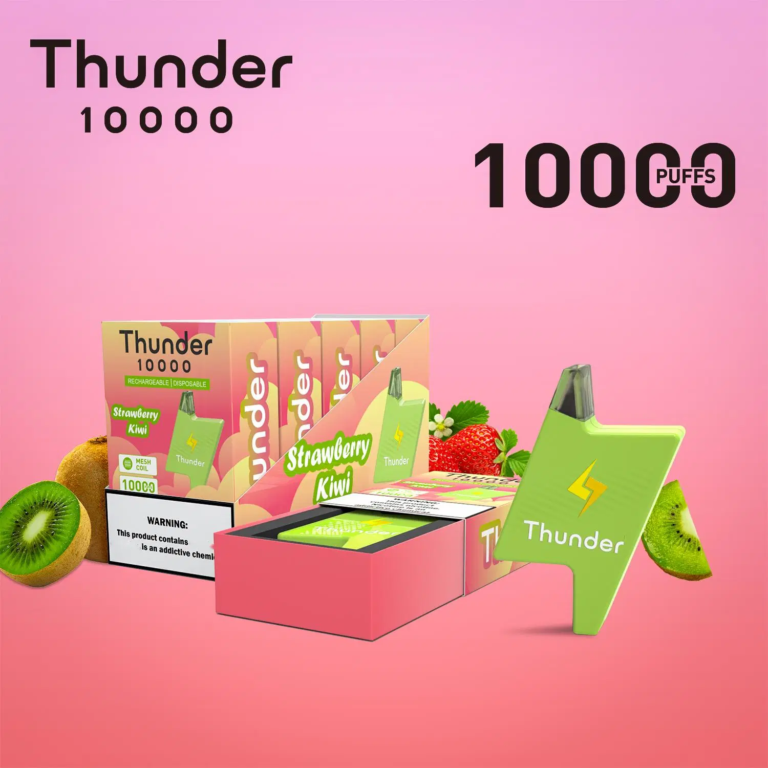 New Style Box Vape 100% Original Thunder 10000 Puffs Disposable/Chargeable E Cigarettes Vape Mesh Coil Vape Pen Kit Vs Randm Tornado Box 10000 Puffs 12K Mrvi Bang King