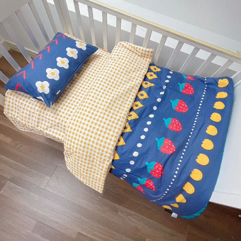 3 Piece Baby Cot Crib Toddler Bedroom 100% Cotton Bedding Set Soft Cozy