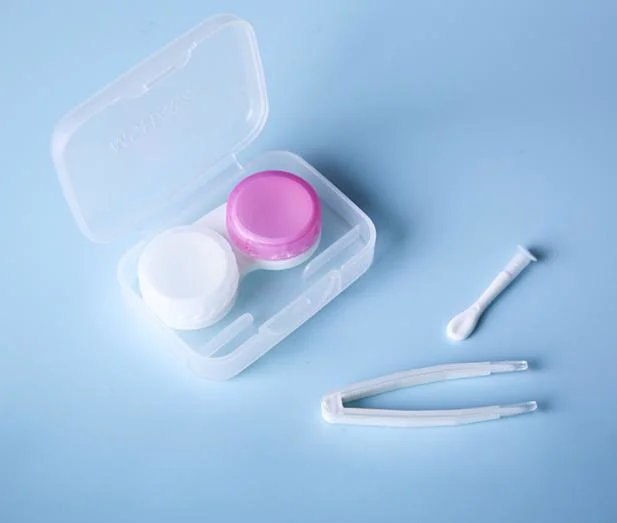 Clear Contact Lens Solution Storage Container Contact Lens Case with Tweezers Stick Remover Tool