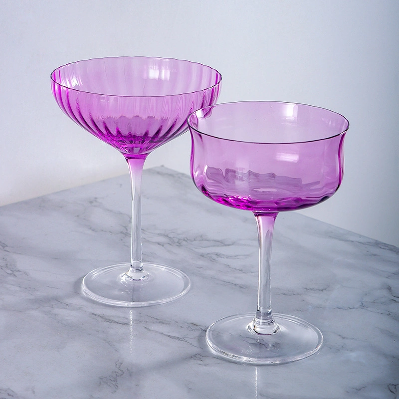 Cocktail Glass Purple Della Vertical Tall Glass Crystal Wine Glass