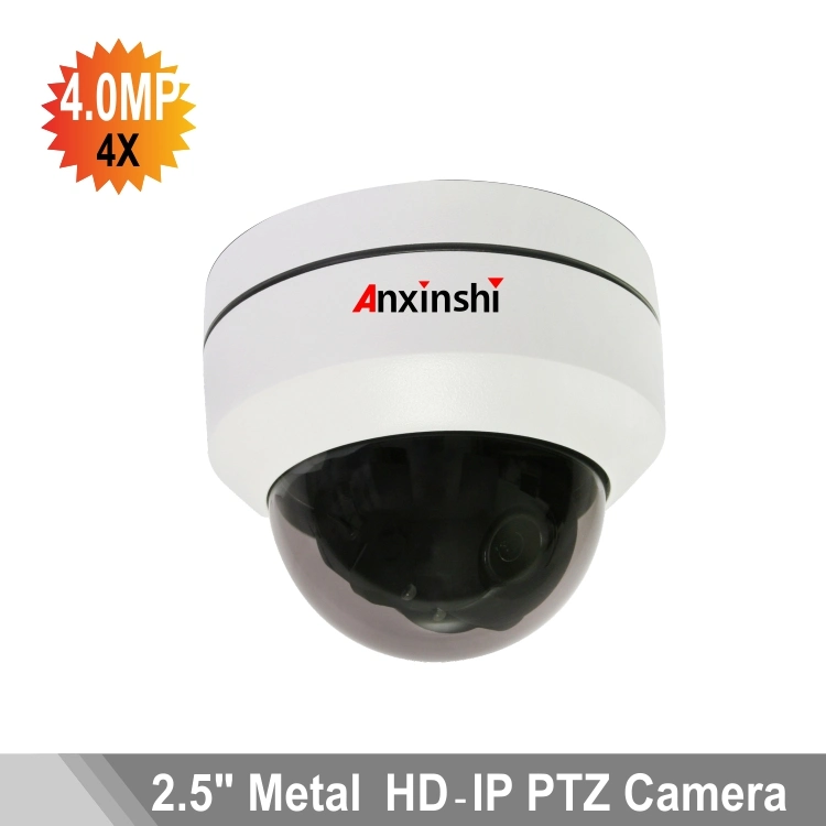 4MP Zoom 4X de seguridad mini cámara domo PTZ IP CCTV