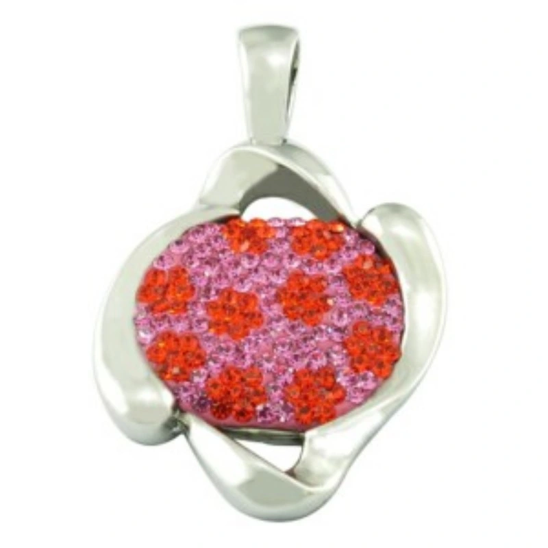 Formato de flores com CZ Pedra Brilhante Colar Pendente de Aço