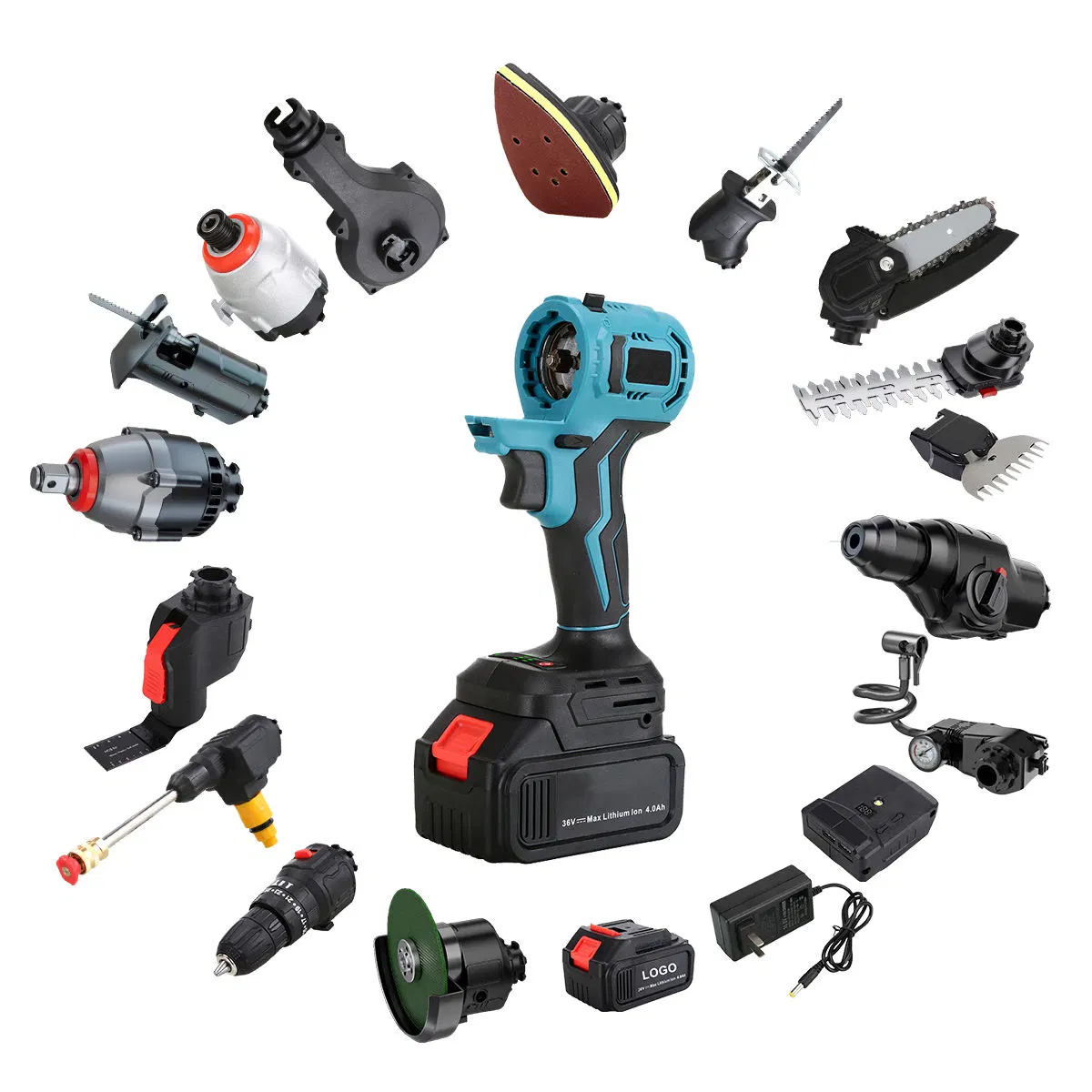 20V Drill Cordless Power Tool Kit Jig Saw Impact Wrench Angle Grinder Electric Hammer Tool Set Multi-Tool Set Cordless Drill Set