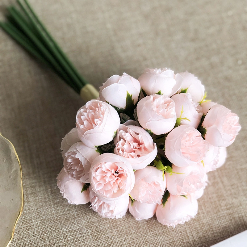 27 cabeças Chá Rosa Camellia Casamento flores Simulação