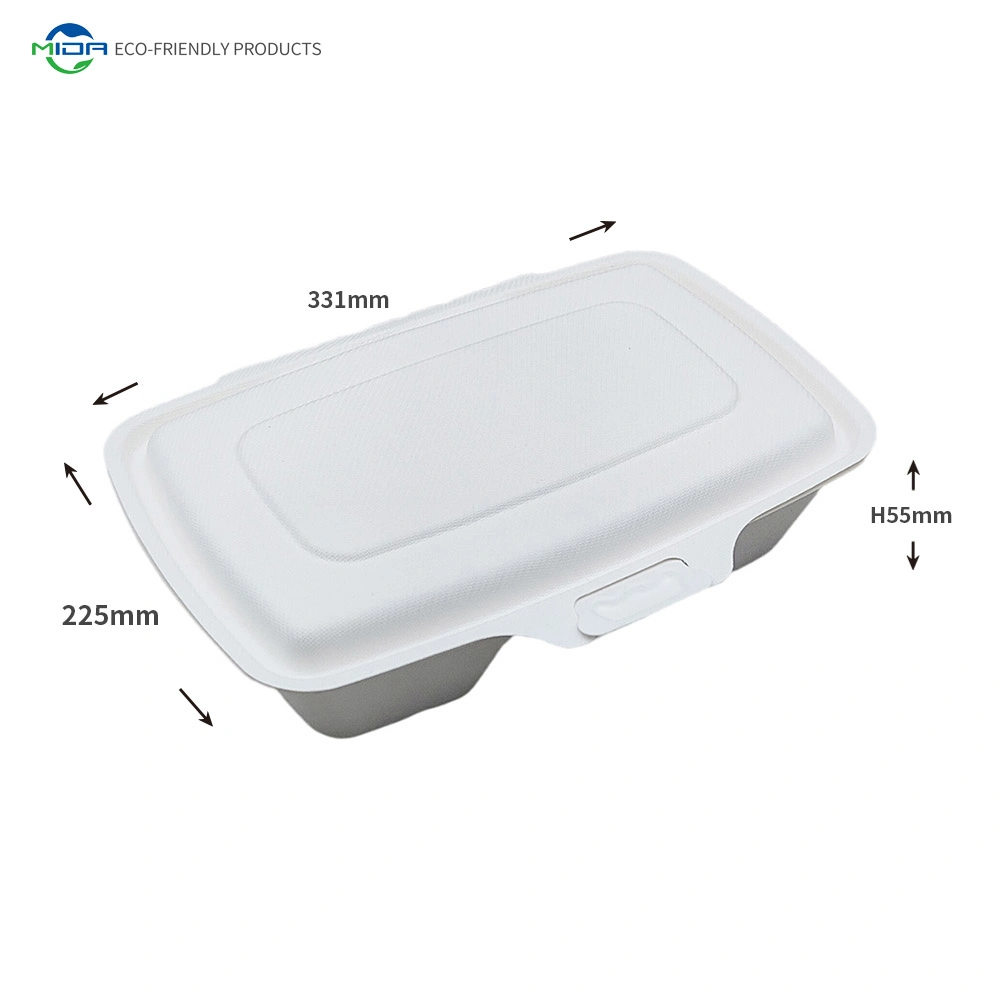 Eco Friendly Microwavable Lunch Box Disposable Biodegradable Food Container Dinner Plate Cutlery Bagasse Bowl Clamshell Burger Boxes Lunch Box Tableware