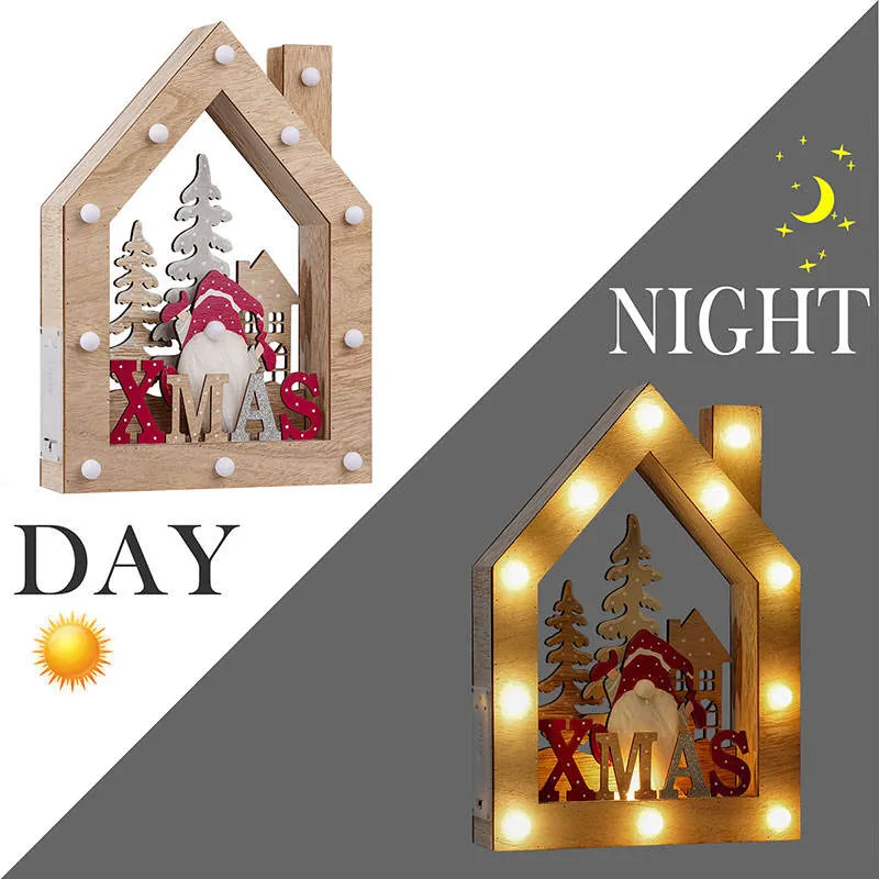 Desktop Closet Light up Wood Christmas Light Decoration