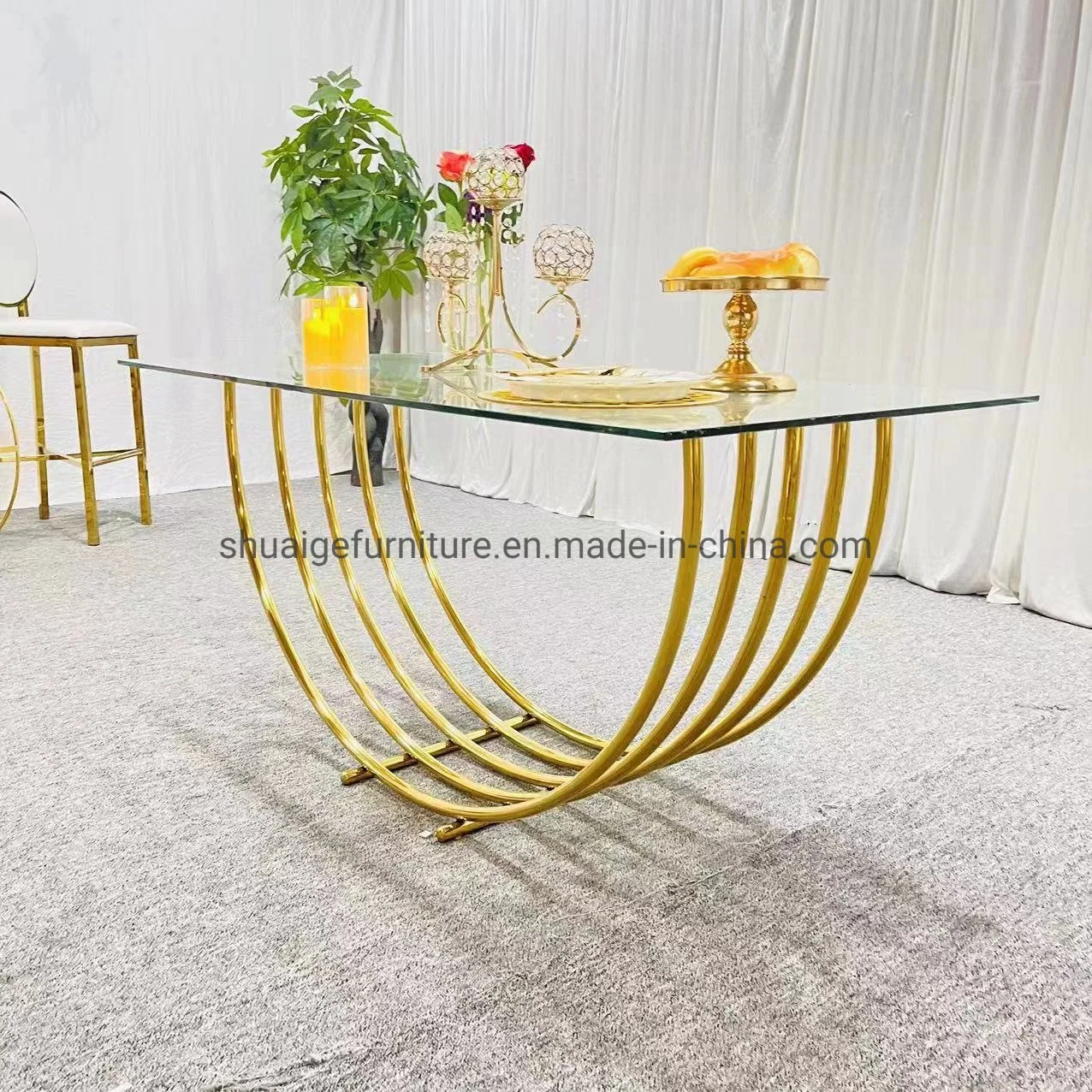 Mobilier moderne pour réception de mariage, verre, événements, tables de dîner