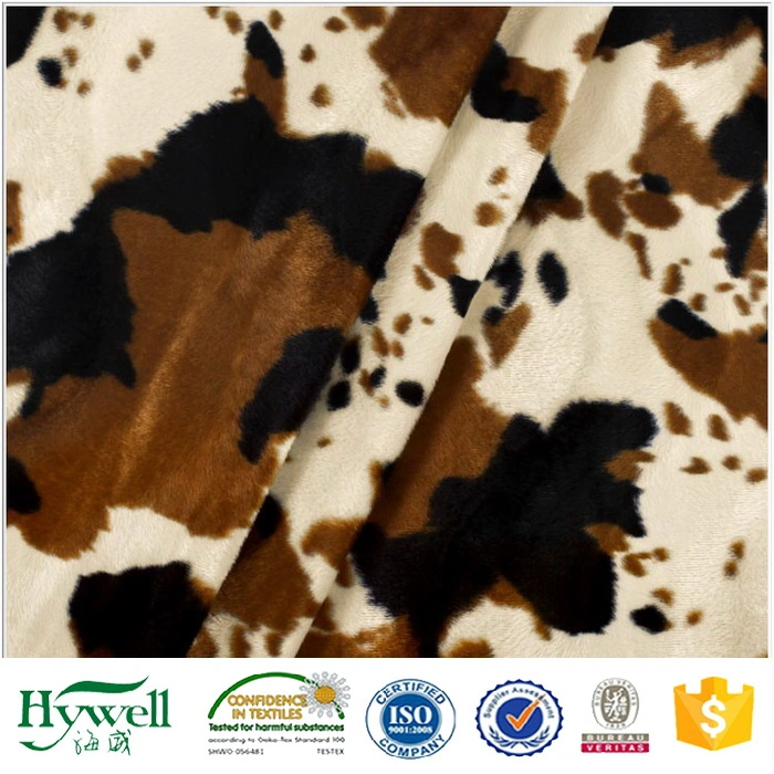 Cow Print Velboa Plush Faux Fur Fabric for Cushion