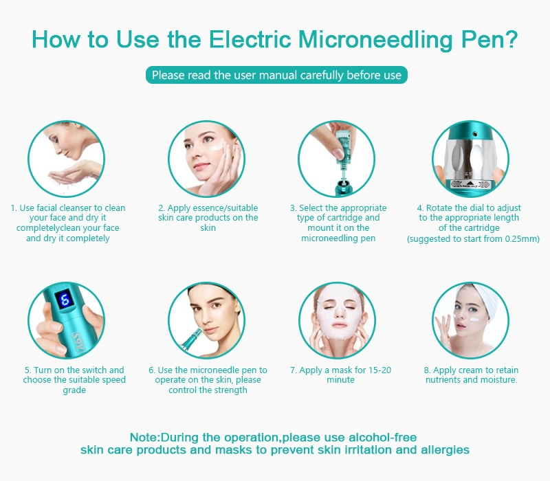 Dermapen Microneedling Dr Pen A6s 6 Speed Microneedling Pen Skin Cuidado de productos de belleza con cartucho de salida de líquido ajustable